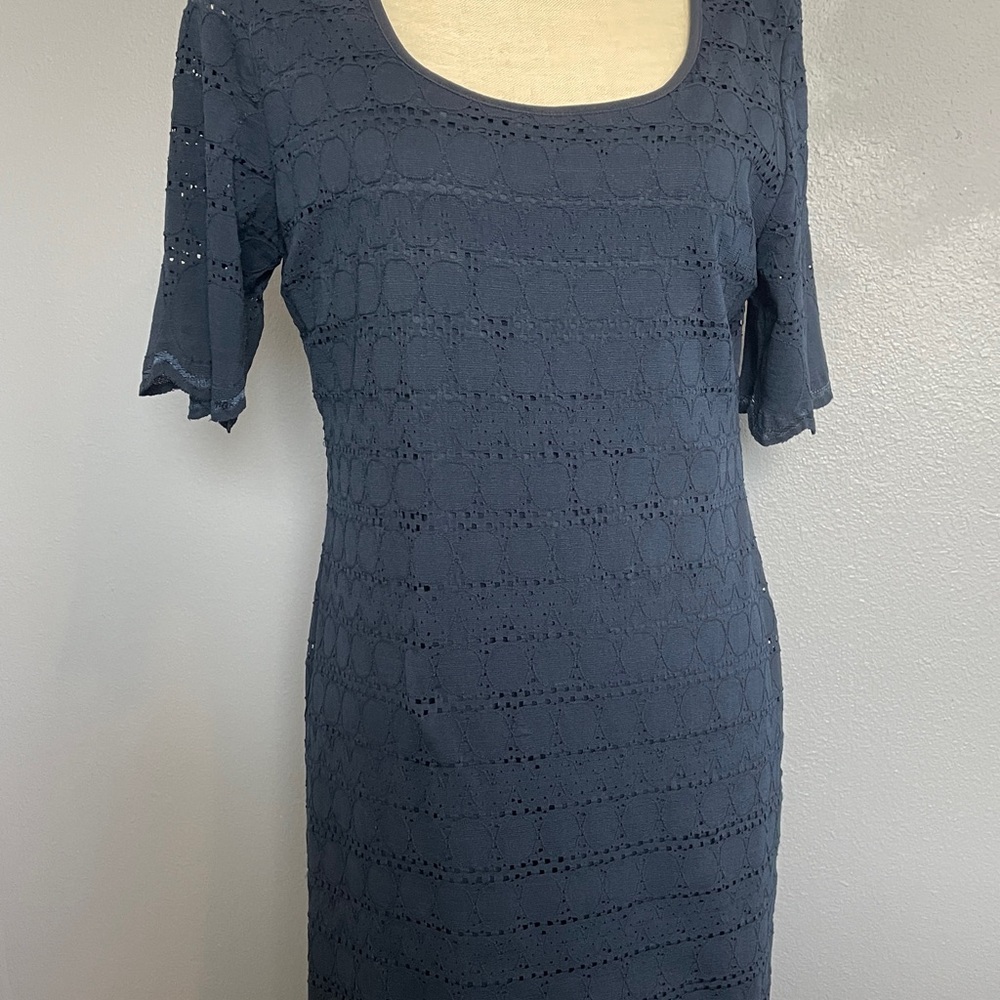 Petite Size 10 Ronni Nicole Textured Navy Sheath Dress